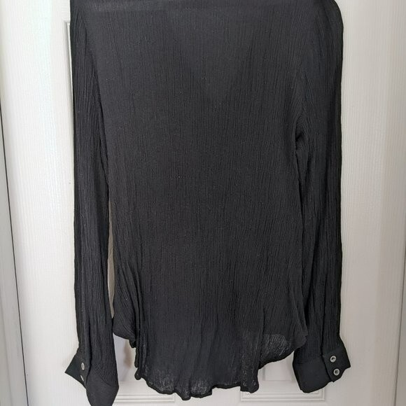 Peyton Jensen flowy black long sleeve top, size small - Picture 2 of 5